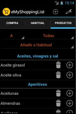 eMyShoppingList android App screenshot 2